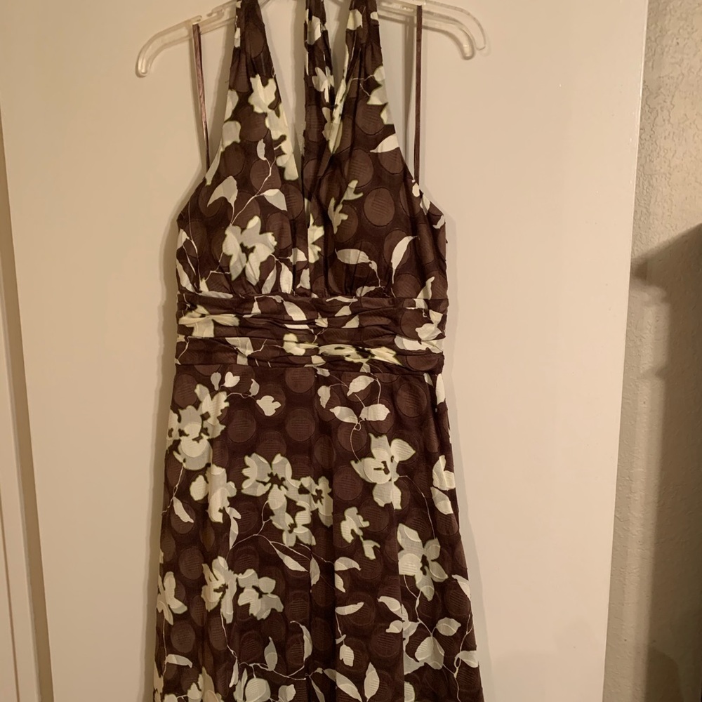 Brown floral halter dress